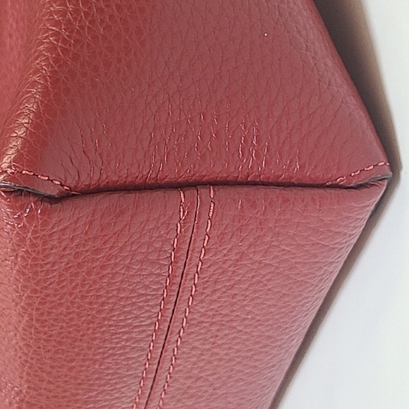 Coach Kacey Pebbled Leather Satchel Handbag Red Gold Hardware Crossbody - Picture 5 of 9